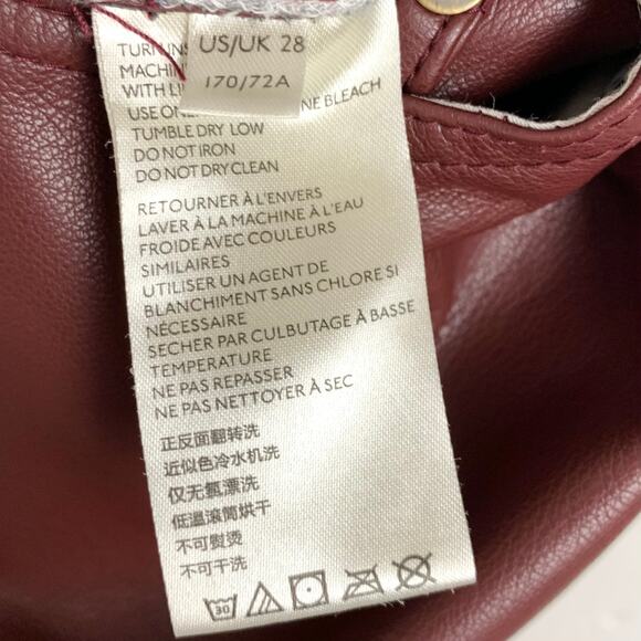 Anthropologie Pilcro The Breaker Faux Leather Pants Burgundy Red Crop Size 28 - Picture 6 of 14